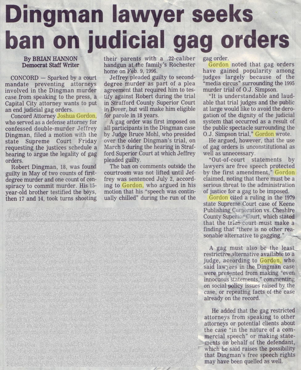 Dingman lawyer seeks ban on judicial gag orders